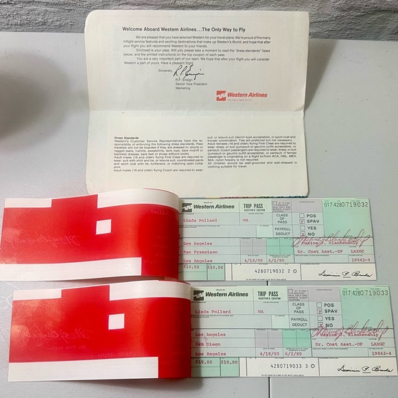 Western Airlines Vintage Ticket Jackets and Travel Passes - Picture 9 of 15